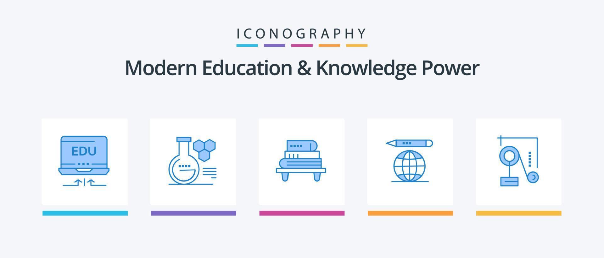 modern onderwijs en kennis macht blauw 5 icoon pak inclusief onderwijs. experimenteren. stroom. potlood. wereld. creatief pictogrammen ontwerp vector