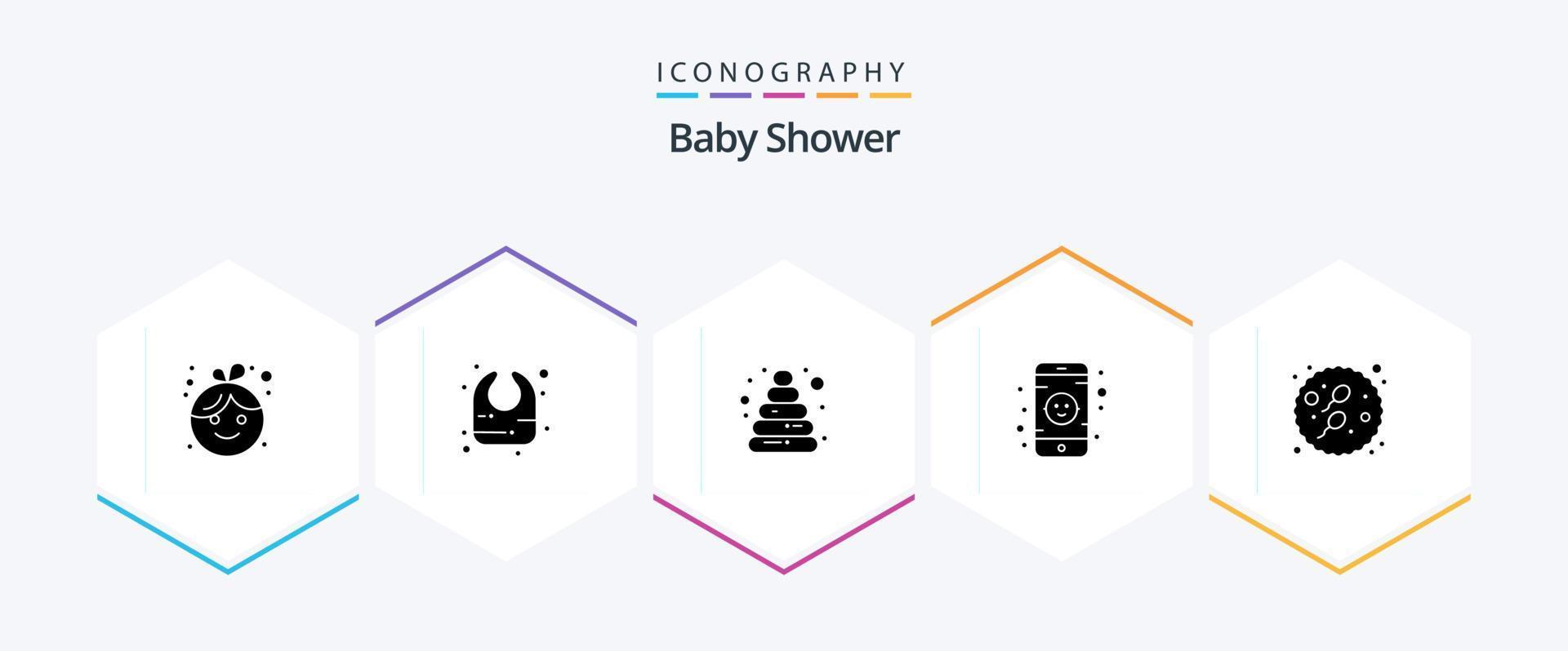 baby douche 25 glyph icoon pak inclusief . seksueel. piramide. baby. speelgoed- vector