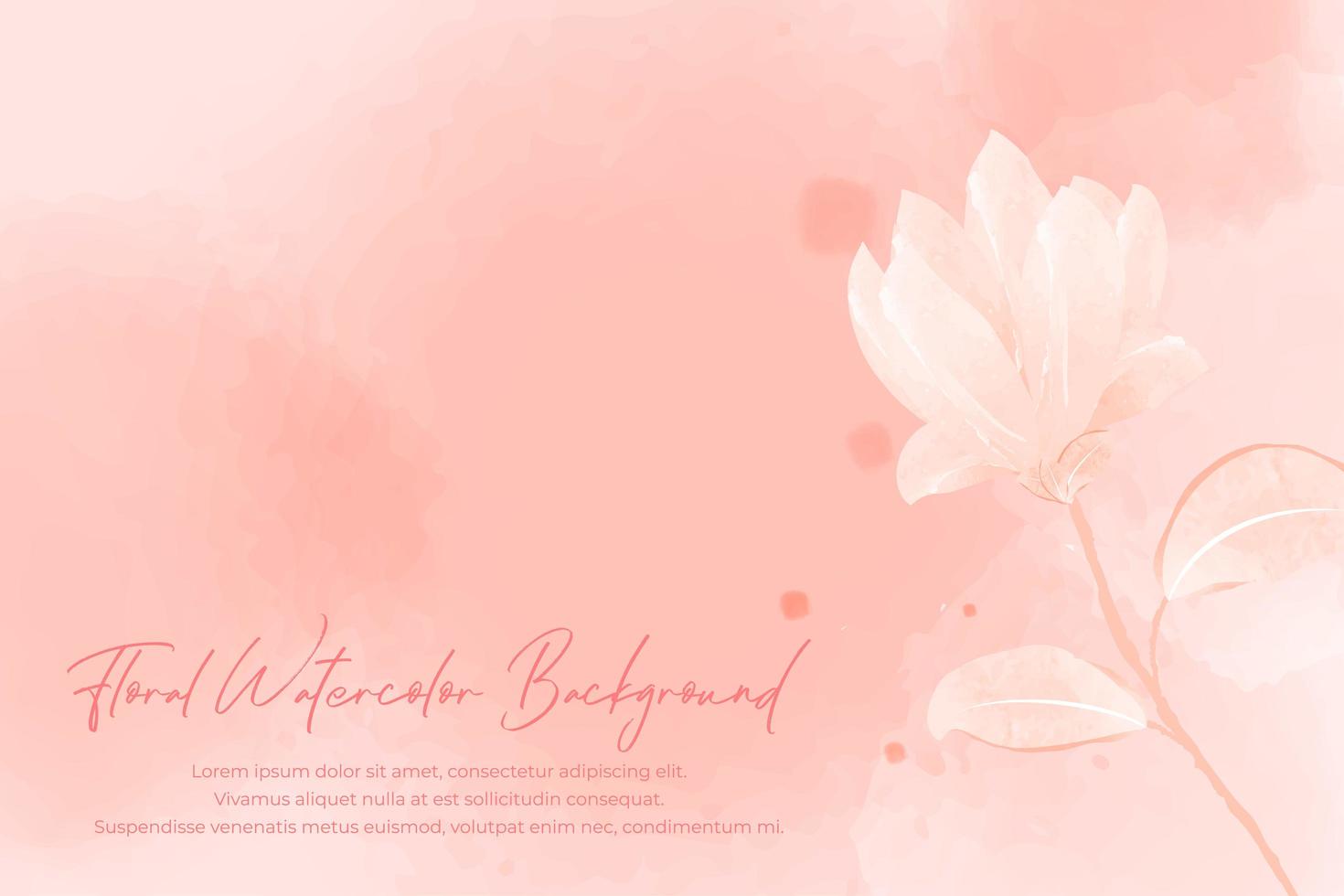 aquarel bloemen achtergrond met rode pastel concept vector