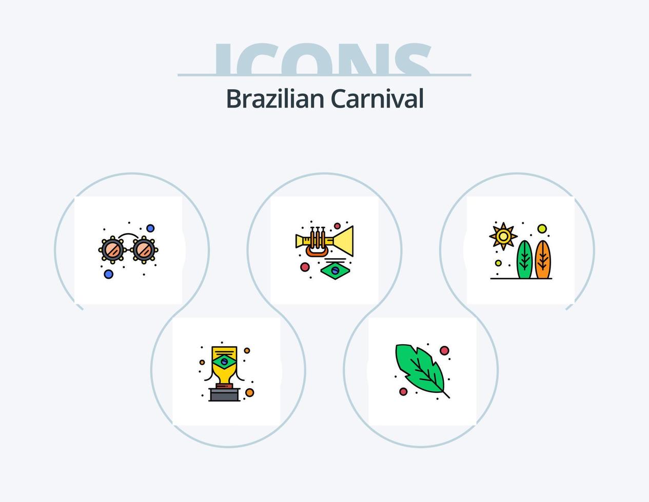 braziliaans carnaval lijn gevulde icoon pak 5 icoon ontwerp. . wijn. fan. fles. sap vector