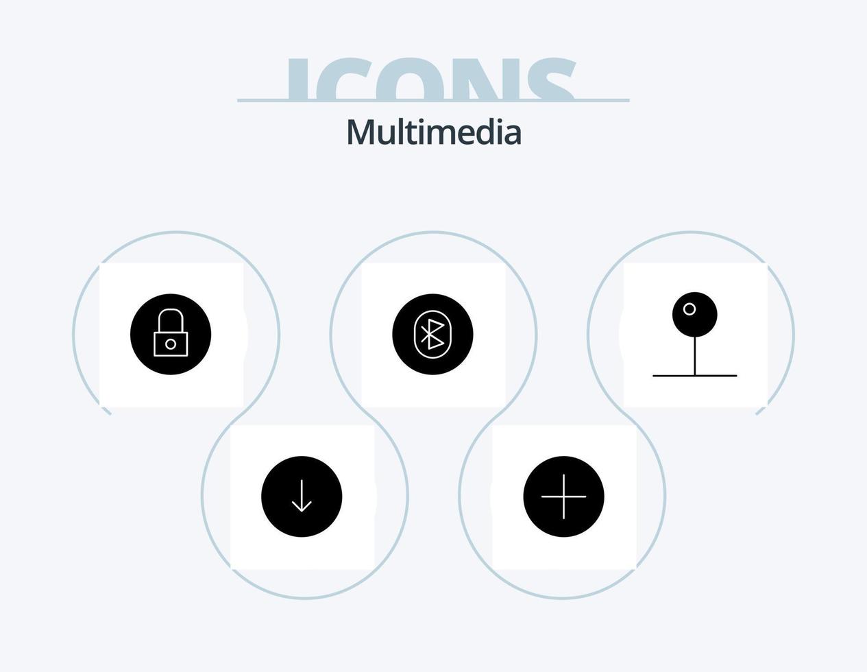 multimedia glyph icoon pak 5 icoon ontwerp. pin. systeem. op slot doen. multimediaal. Bluetooth vector