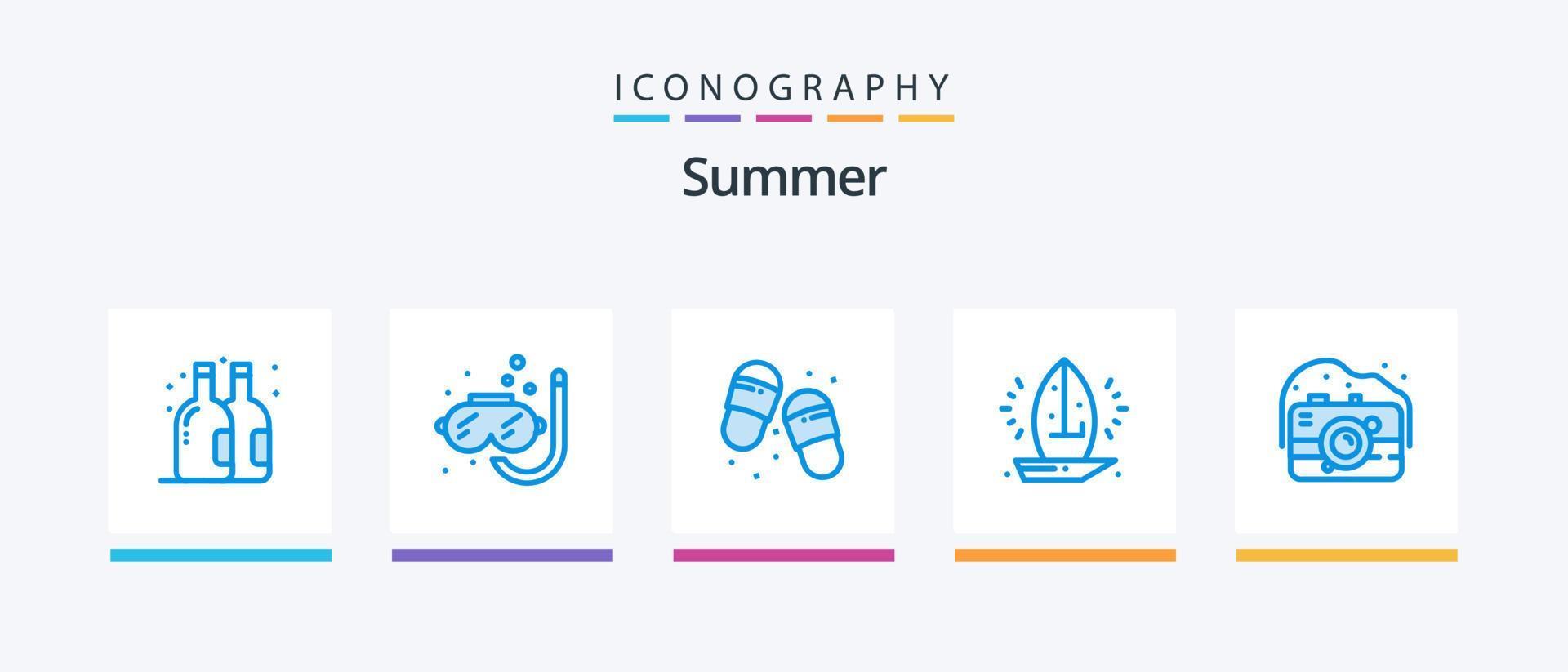 zomer blauw 5 icoon pak inclusief oud. zee. omdraaien flopt. zeilboot. nautisch. creatief pictogrammen ontwerp vector