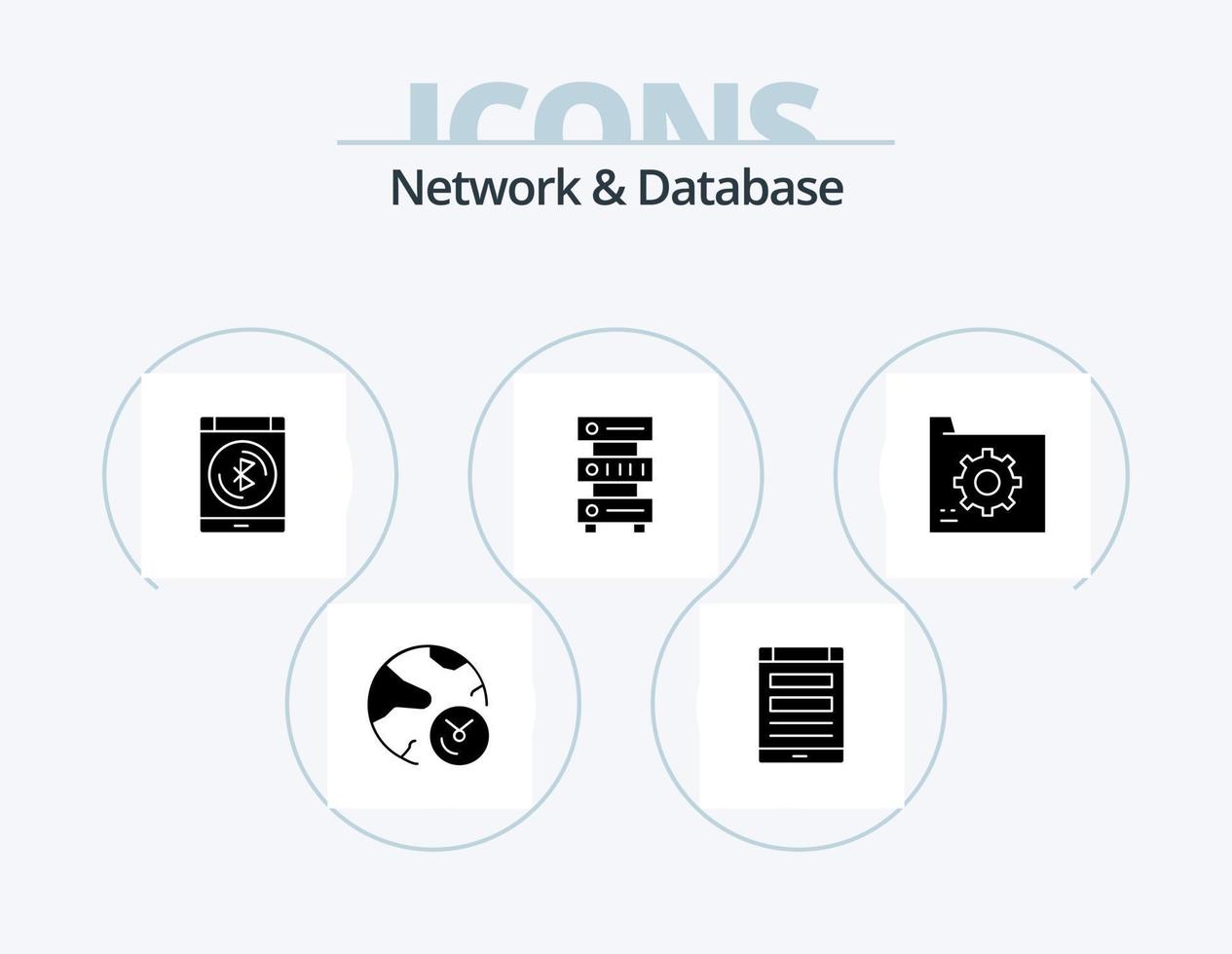 netwerk en databank glyph icoon pak 5 icoon ontwerp. hosten. gegevens. smartphone. gegevens vector