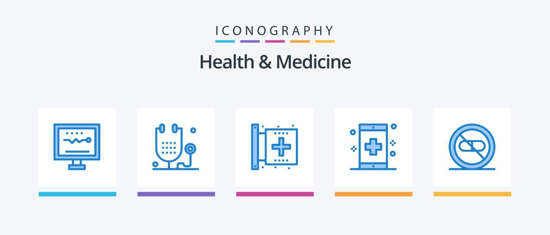 Gezondheid en geneeskunde blauw 5 icoon pak inclusief geschiktheid. app. Gezondheid. Gezondheid. geschiktheid. creatief pictogrammen ontwerp vector