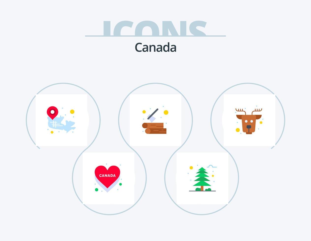 Canada vlak icoon pak 5 icoon ontwerp. Canada. buitenshuis. canadees. hout. log vector