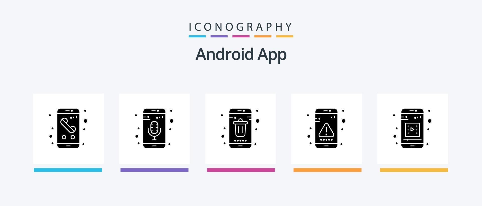 android app glyph 5 icoon pak inclusief koppel. fout. telefoon recorder. app. mobiel. creatief pictogrammen ontwerp vector