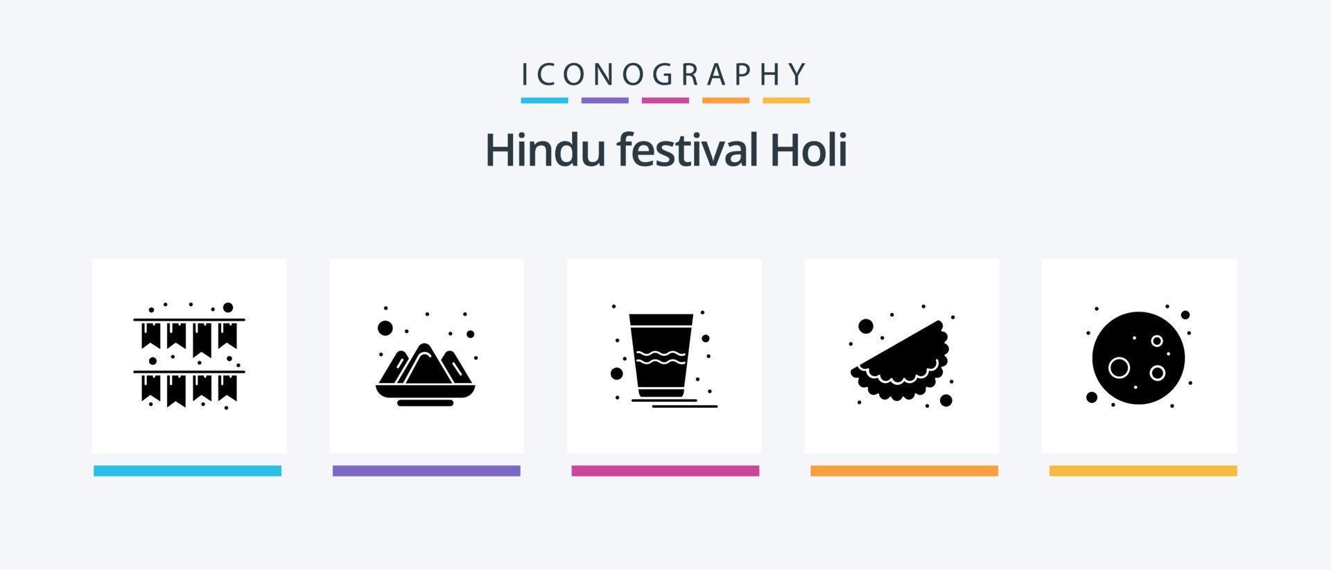 holi glyph 5 icoon pak inclusief . maan. glas. vol maan. matri. creatief pictogrammen ontwerp vector