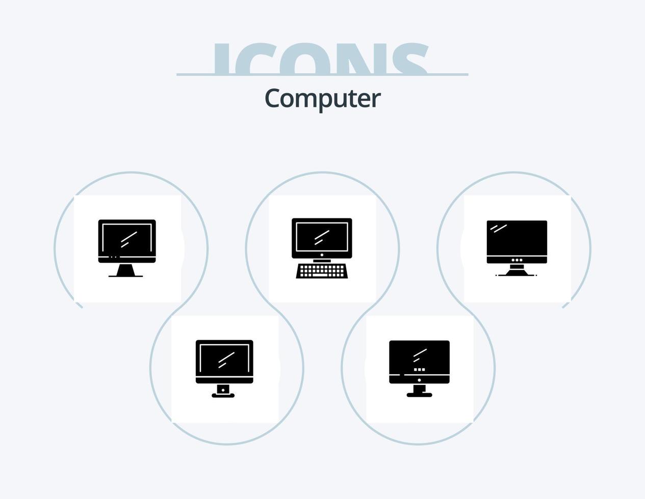 computer glyph icoon pak 5 icoon ontwerp. . vector