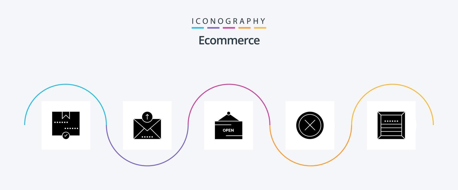 ecommerce glyph 5 icoon pak inclusief verwijderen. verwijderen. verzonden. dichtbij. uithangbord vector