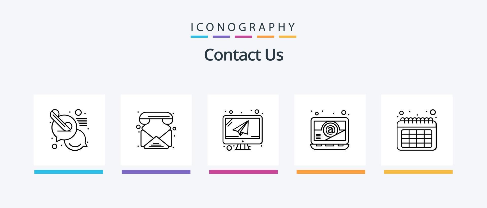 contact ons lijn 5 icoon pak inclusief telefoon. contacten. online. steun. bericht. creatief pictogrammen ontwerp vector