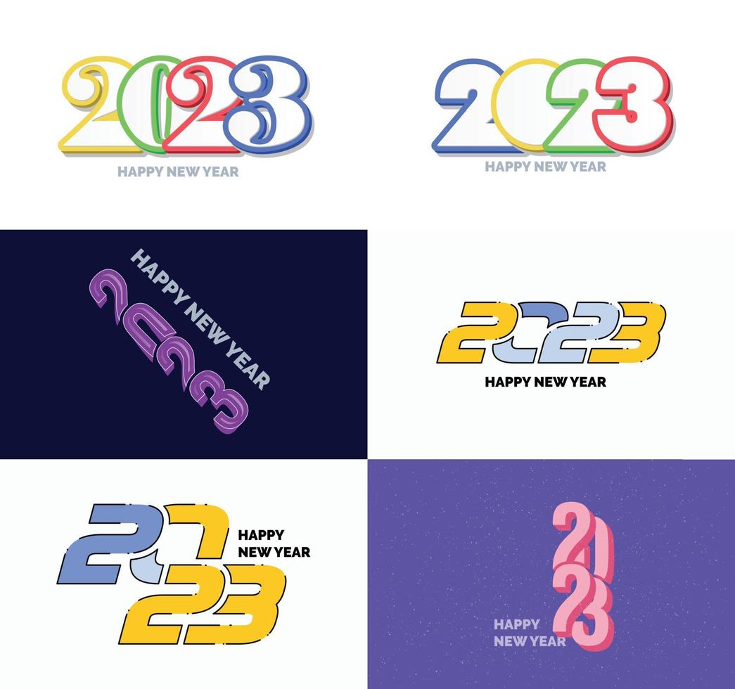 groot reeks van 2023 gelukkig nieuw jaar logo tekst ontwerp 2023 aantal ontwerp sjabloon vector