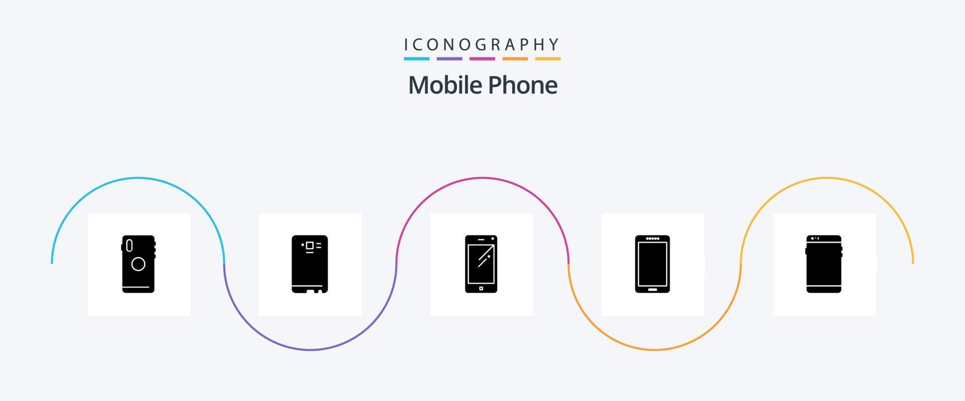 mobiel telefoon glyph 5 icoon pak inclusief . rug. Samsung. mobiel vector
