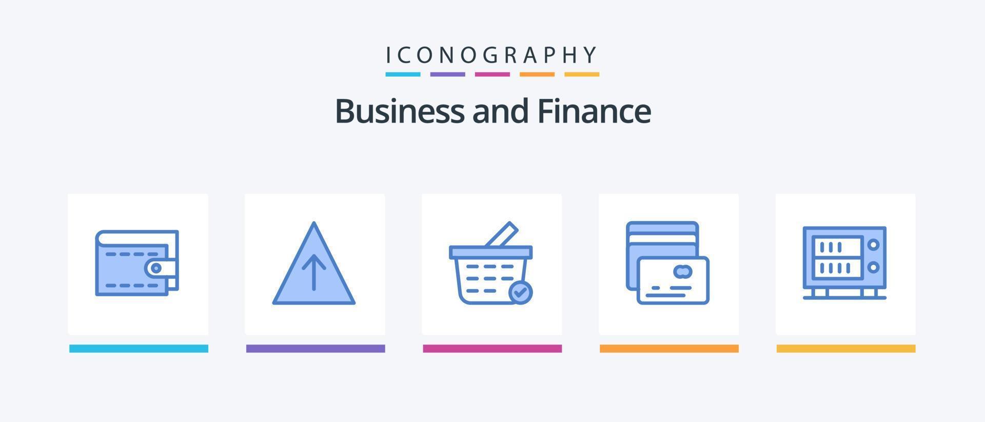 financiën blauw 5 icoon pak inclusief . boodschappen doen kar. veilig. borg. creatief pictogrammen ontwerp vector