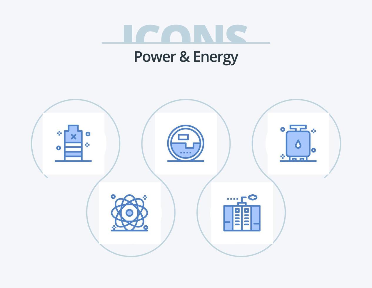 macht en energie blauw icoon pak 5 icoon ontwerp. energie. bouw en hulpmiddelen. generator. stroom. essentieel vector