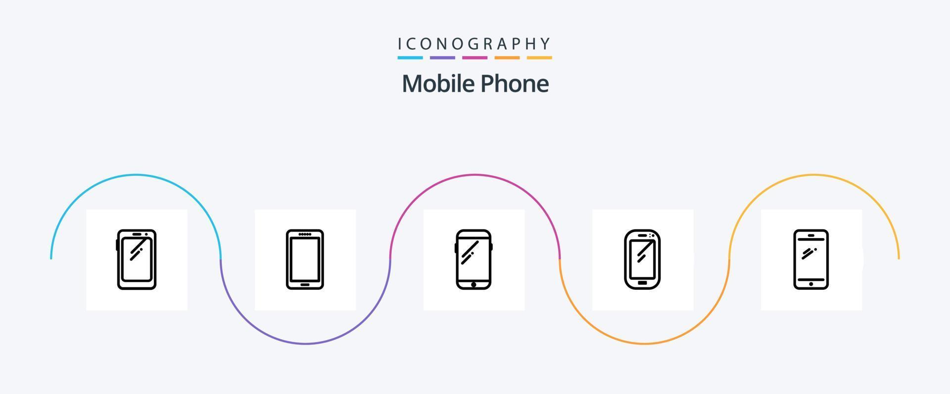 mobiel telefoon lijn 5 icoon pak inclusief . androïde. vector