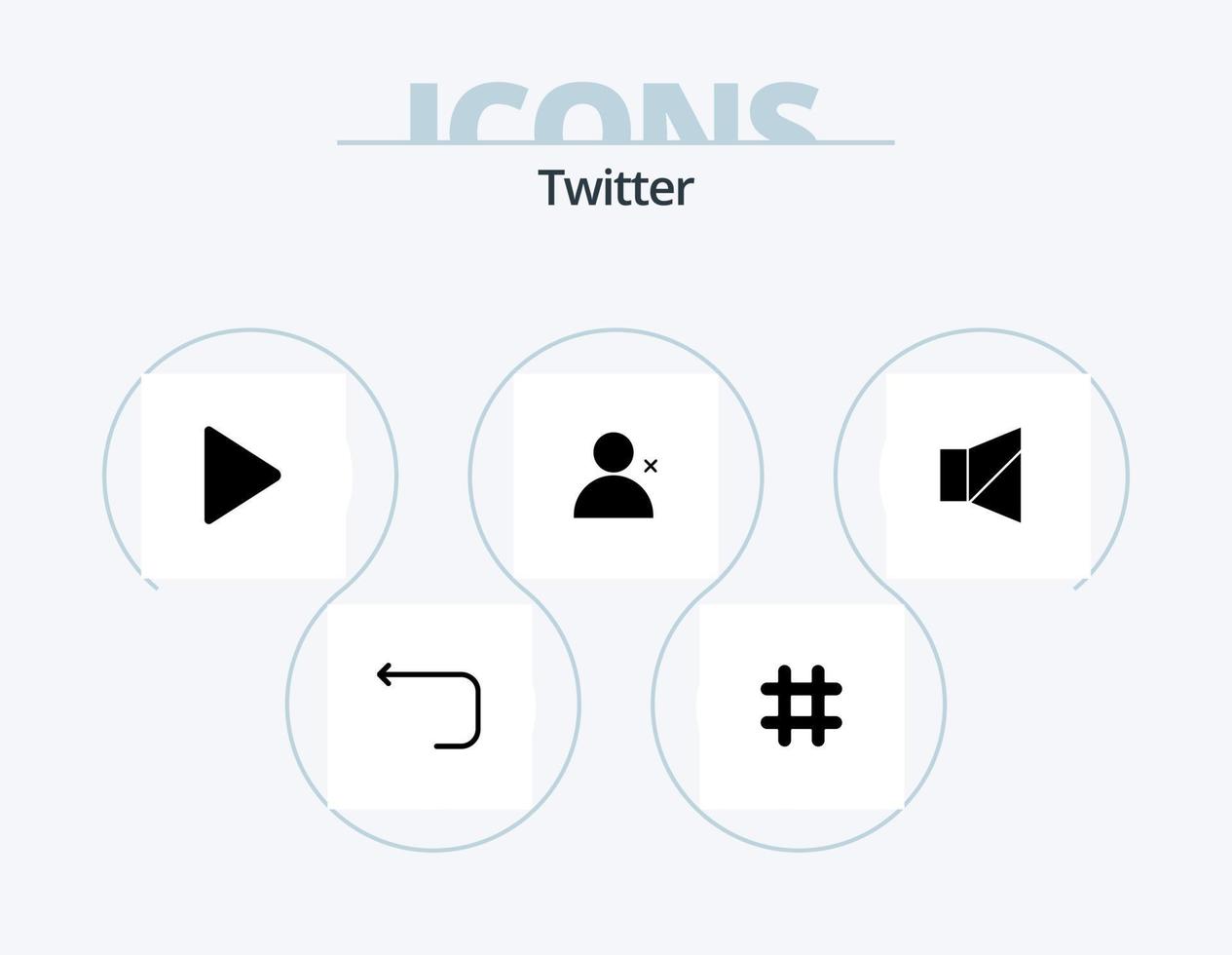 twitter glyph icoon pak 5 icoon ontwerp. twitteren. uit. Speel. klok. twitter vector