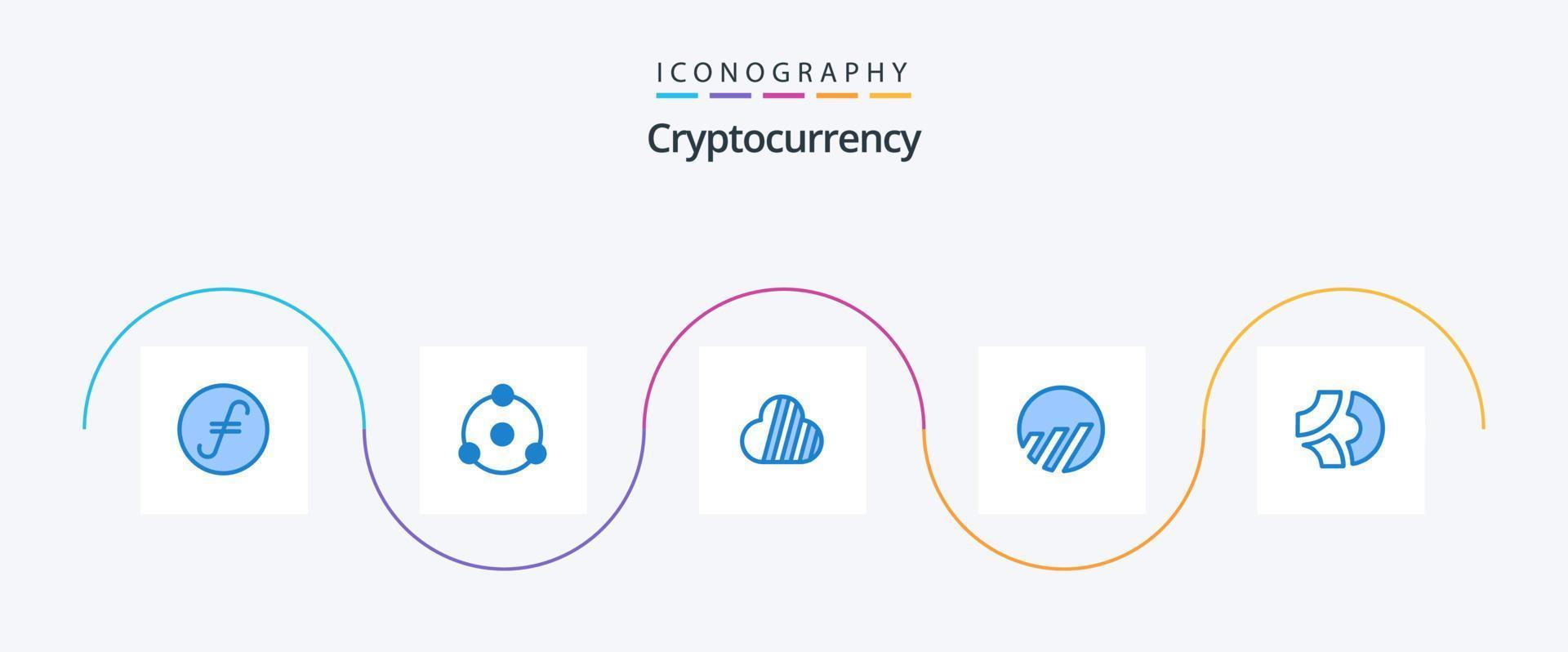 cryptogeld blauw 5 icoon pak inclusief munt. crypto munteenheid. lucht munt. cryptovaluta. wereld munt vector