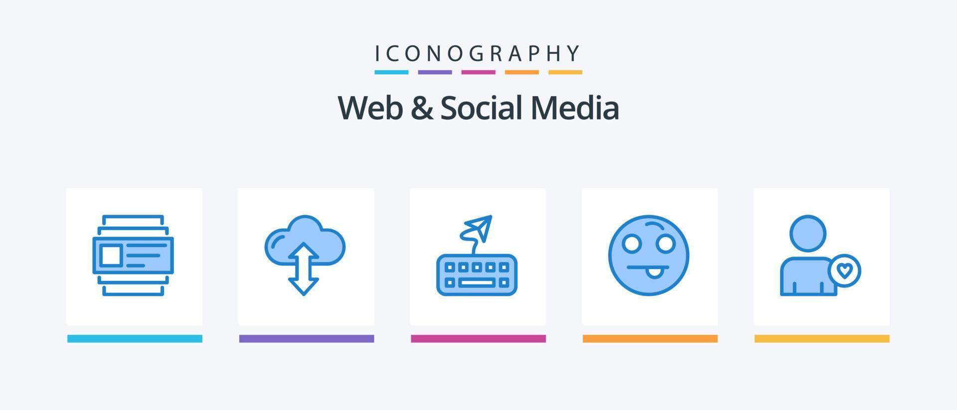 web en sociaal media blauw 5 icoon pak inclusief . hart. toetsenbord. liefde. gelukkig. creatief pictogrammen ontwerp vector