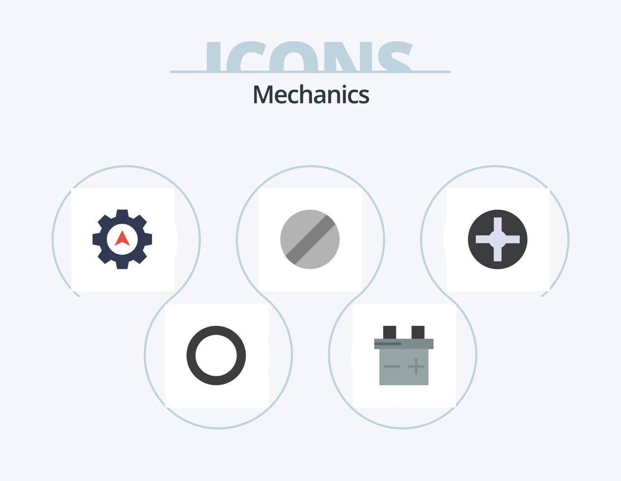 mechanica vlak icoon pak 5 icoon ontwerp. . blad. schroevedraaier vector