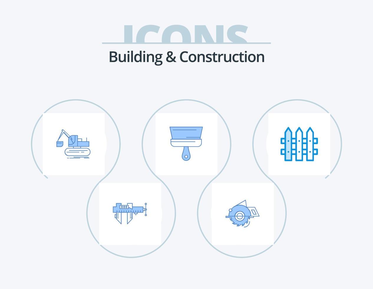 gebouw en bouw blauw icoon pak 5 icoon ontwerp. hulpmiddel. verf. bouw. borstel. optillen vector