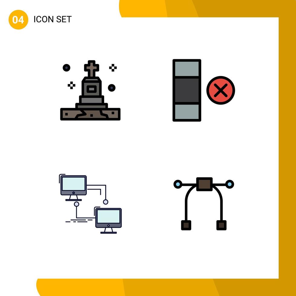 pak van 4 modern gevulde lijn vlak kleuren tekens en symbolen voor web afdrukken media zo net zo dood verbinding graf rij computer bewerkbare vector ontwerp elementen