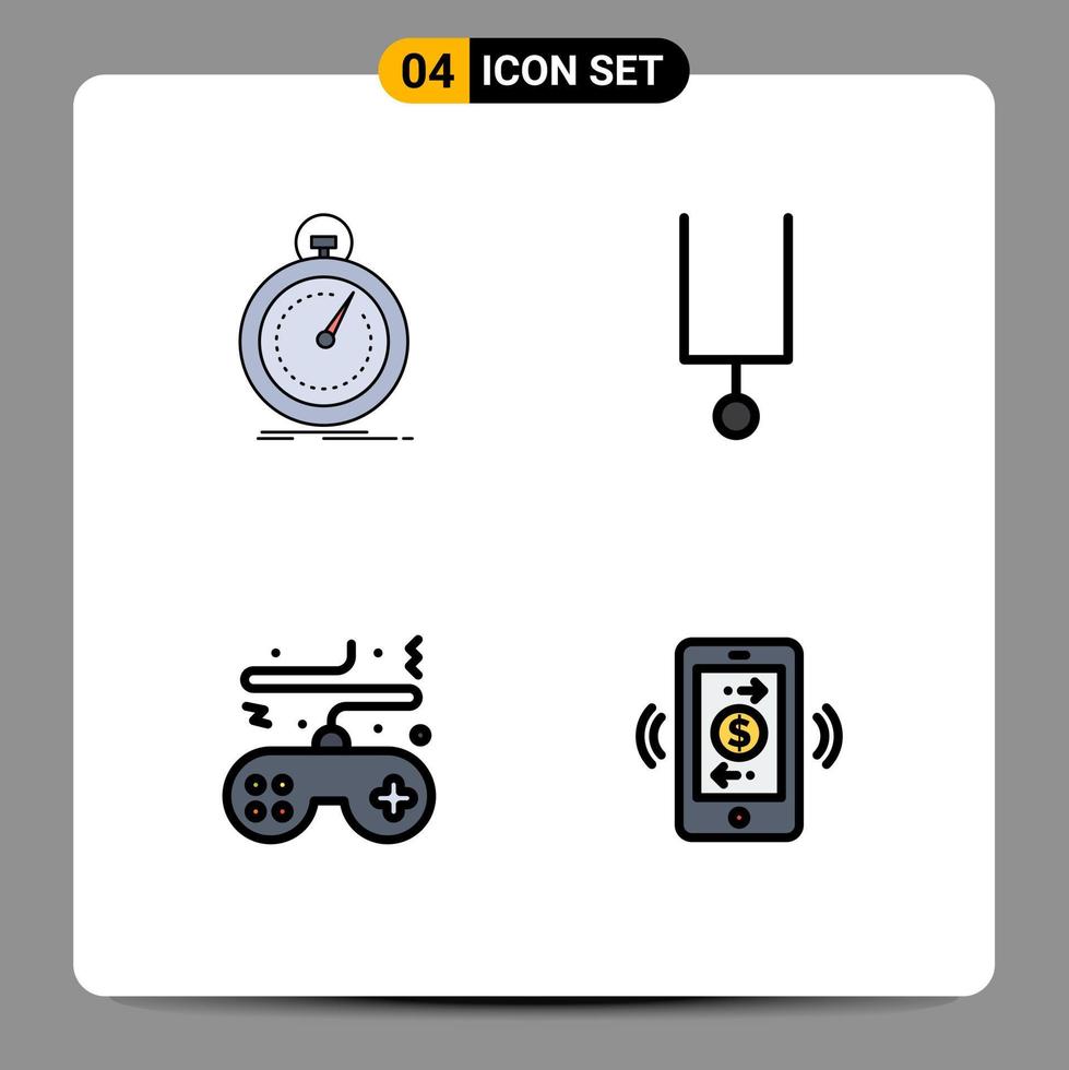 universeel icoon symbolen groep van 4 modern gevulde lijn vlak kleuren van gedaan stootkussen snelheid muziek- controleur bewerkbare vector ontwerp elementen