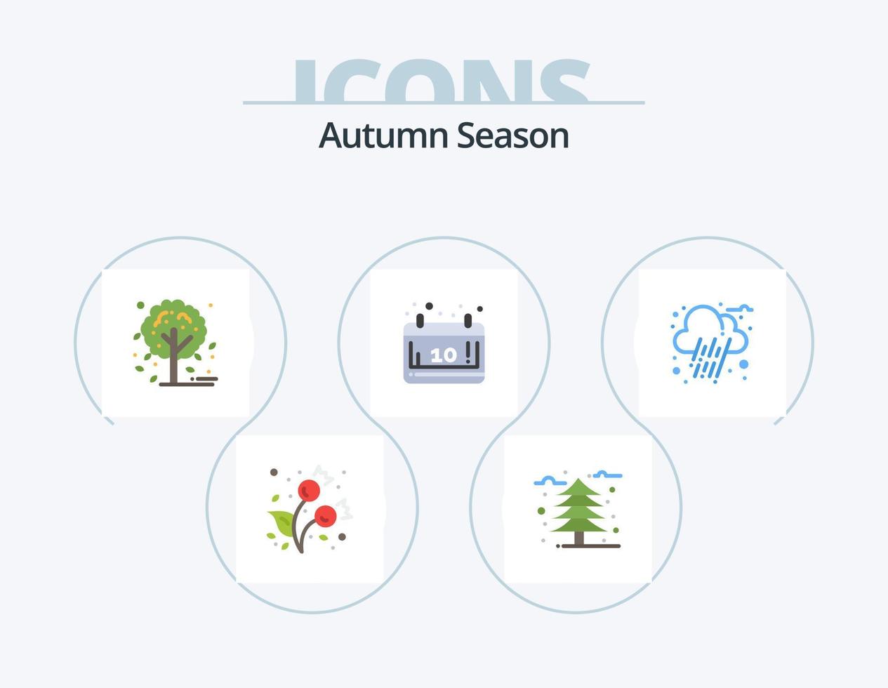 herfst vlak icoon pak 5 icoon ontwerp. regen. herfst. herfst. seizoen. kalender vector