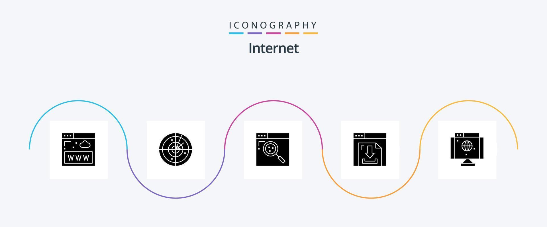 internet glyph 5 icoon pak inclusief internetten. multimediaal. browser. internetten. pijlen vector