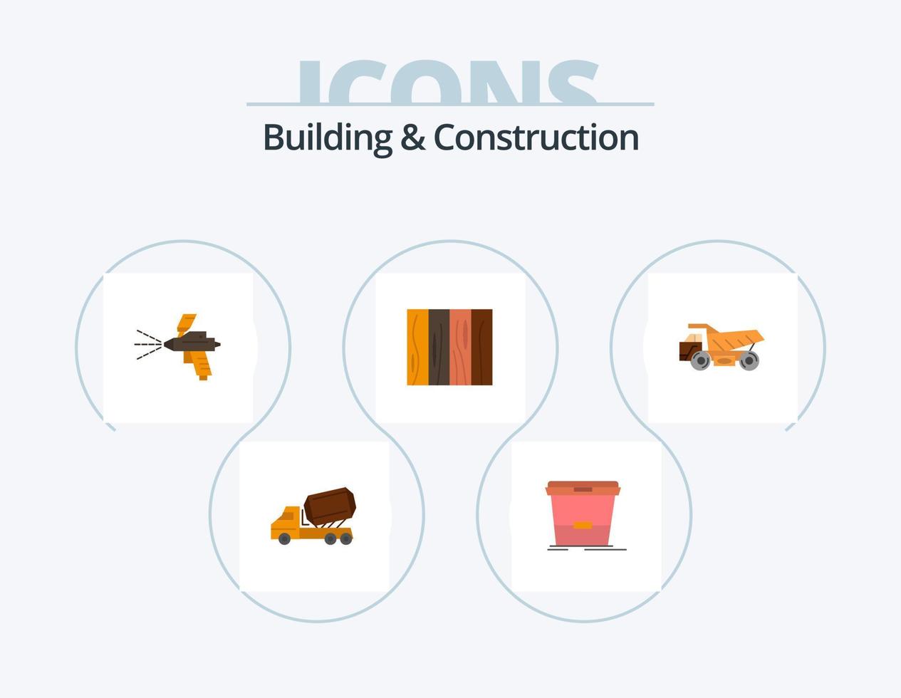 gebouw en bouw vlak icoon pak 5 icoon ontwerp. hout. interieur. water. meubilair. bouw vector