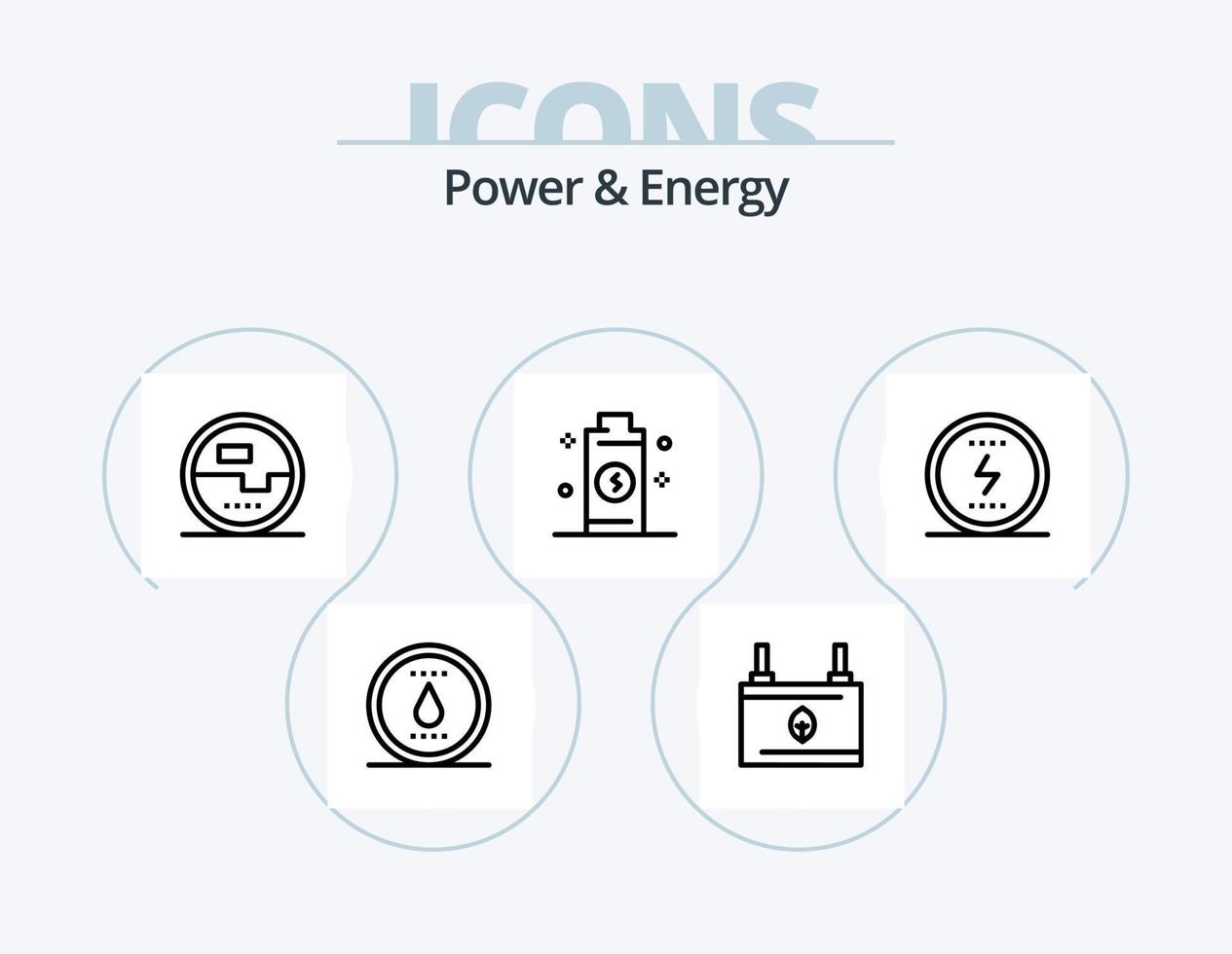 macht en energie lijn icoon pak 5 icoon ontwerp. stroom. elektriciteit. water. accu. macht vector