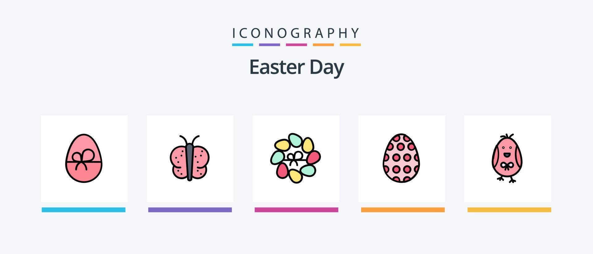 Pasen lijn gevulde 5 icoon pak inclusief kip. voedsel. viering. beker. ei. creatief pictogrammen ontwerp vector