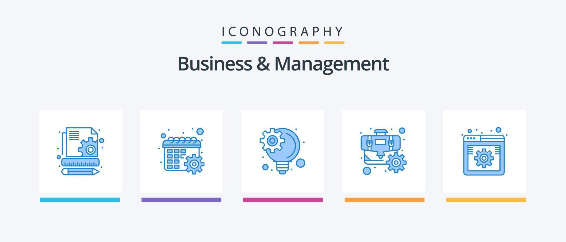 bedrijf en beheer blauw 5 icoon pak inclusief instellingen. online. vernieuwend idee. internetten. versnelling. creatief pictogrammen ontwerp vector