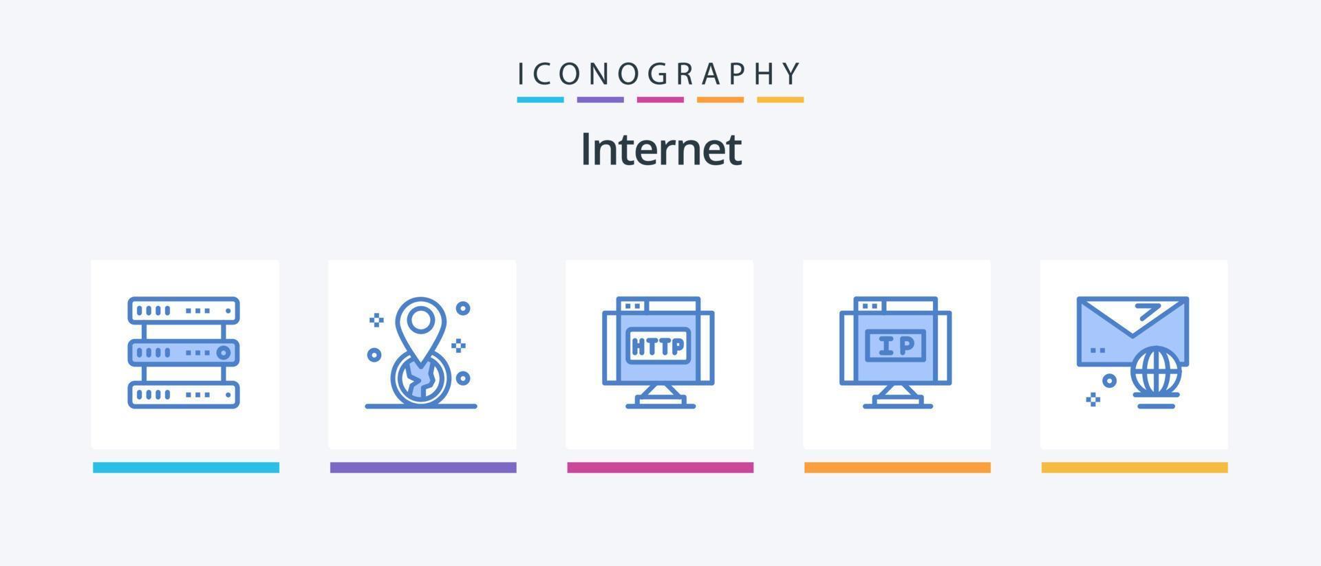 internet blauw 5 icoon pak inclusief e-mail. wijzer. domein. plaats. internetten. creatief pictogrammen ontwerp vector