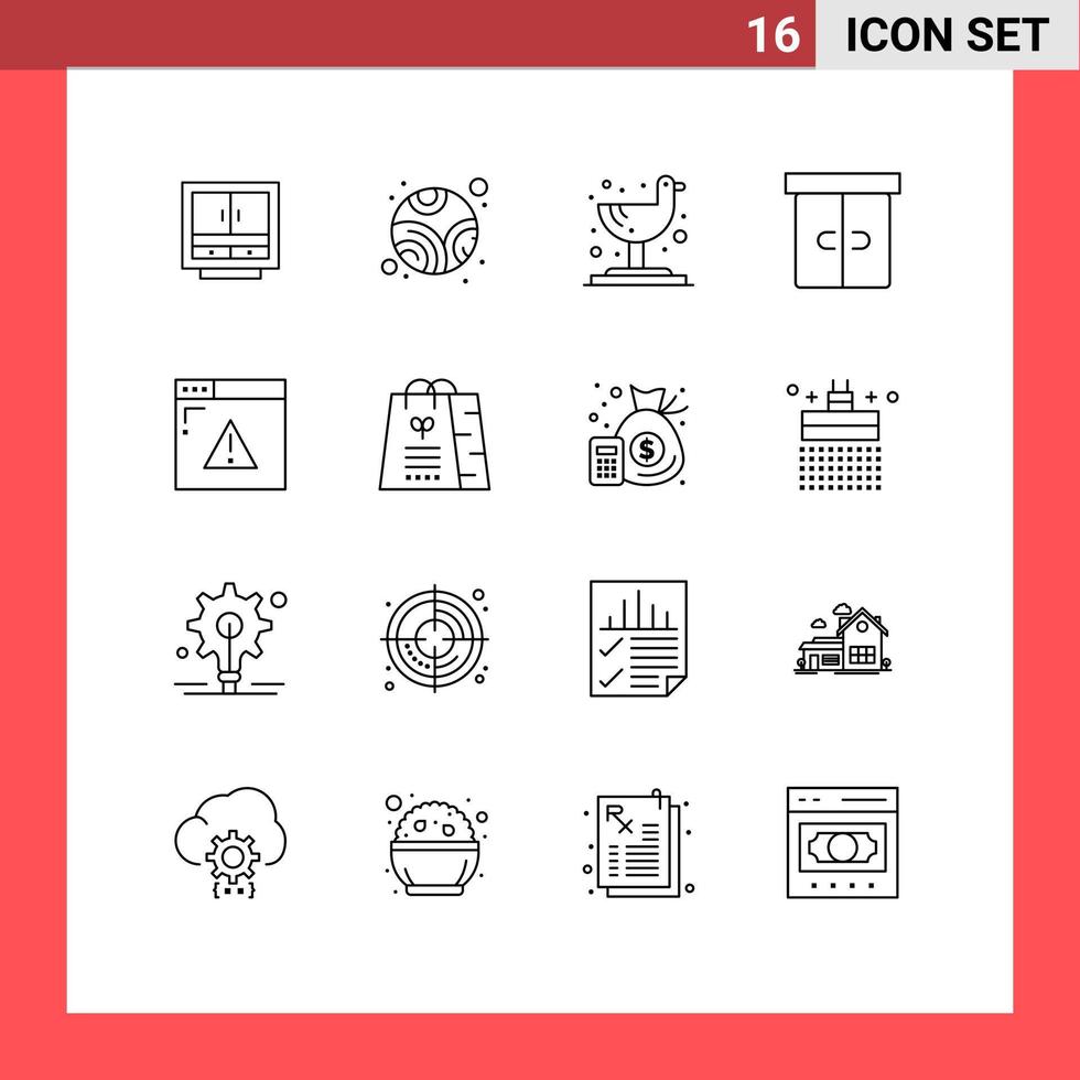 modern reeks van 16 contouren pictogram van internet meubilair planeet lade tropisch bewerkbare vector ontwerp elementen