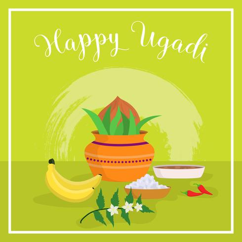 Platte Ugadi vectorillustratie vector