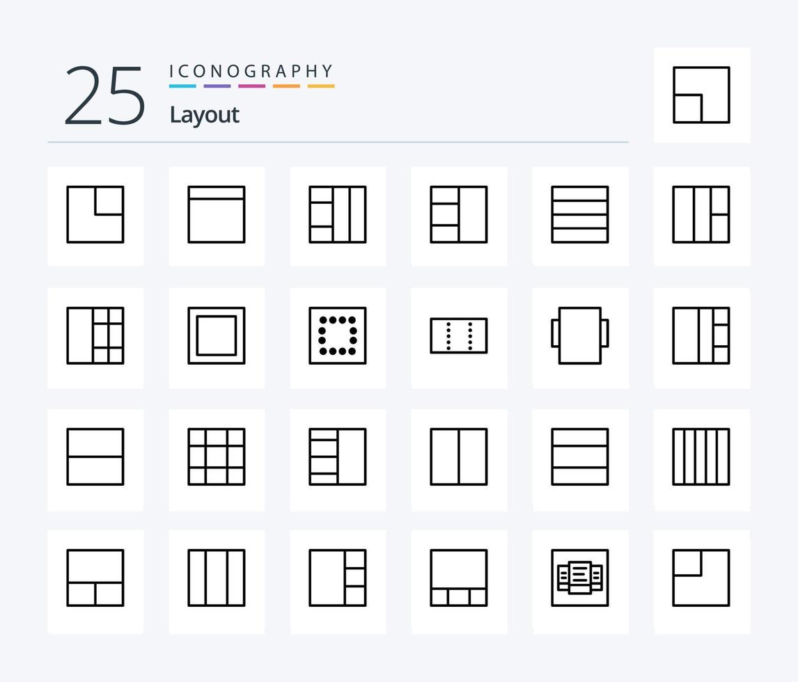 lay-out 25 lijn icoon pak inclusief schaal. tafel. minimaliseren. prijs. lay-out vector