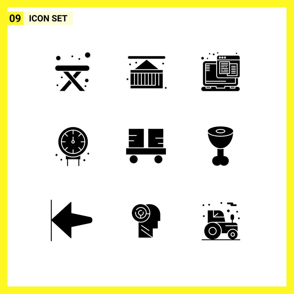 pictogram reeks van 9 gemakkelijk solide glyphs van heftruck rups- voertuigen web loodgieter mechanisch bewerkbare vector ontwerp elementen