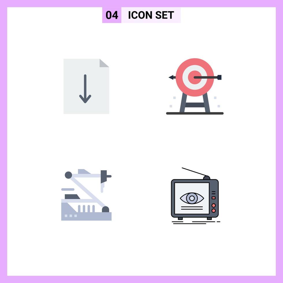 4 vlak icoon concept voor websites mobiel en apps document medisch bedrijf planning robot bewerkbare vector ontwerp elementen