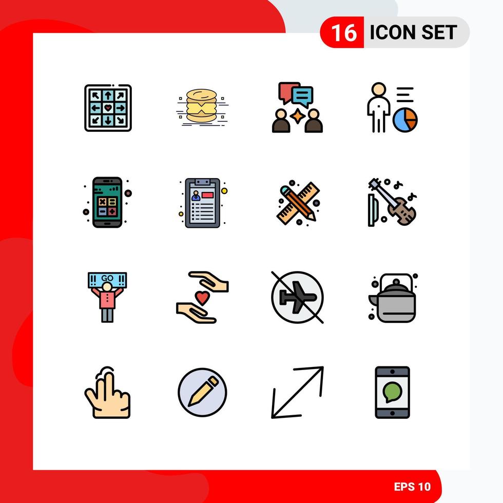 pictogram reeks van 16 gemakkelijk vlak kleur gevulde lijnen van app persoon Mens beheer gegevens bewerkbare creatief vector ontwerp elementen