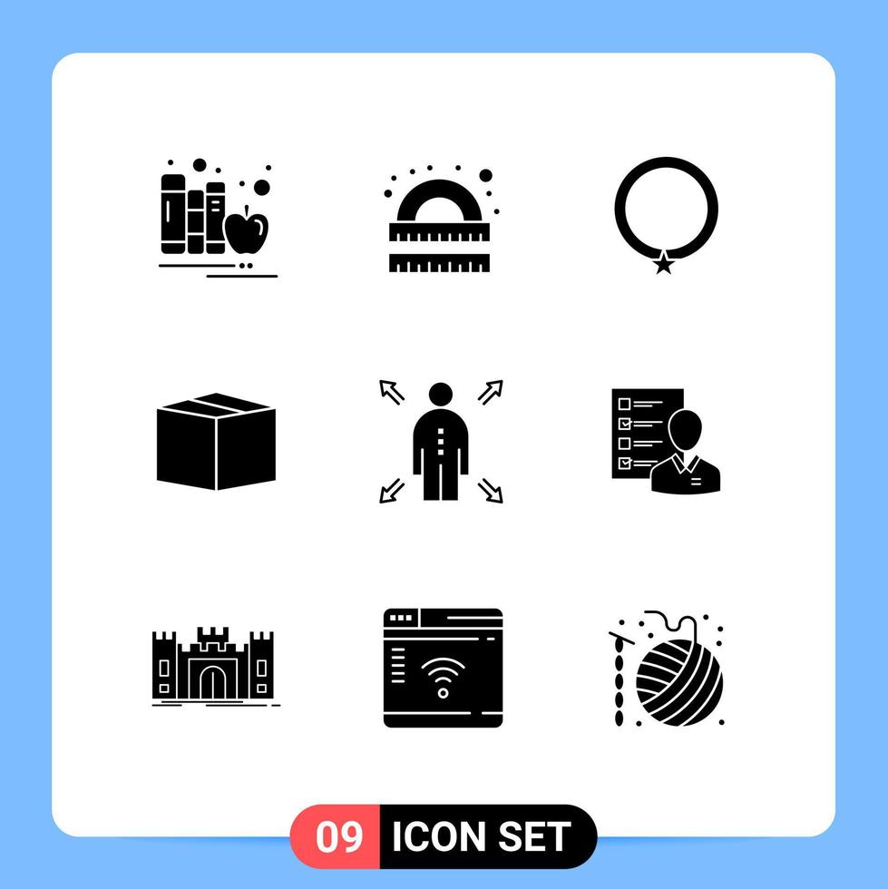 reeks van 9 modern ui pictogrammen symbolen tekens voor bedrijf lading heerser doos mode bewerkbare vector ontwerp elementen