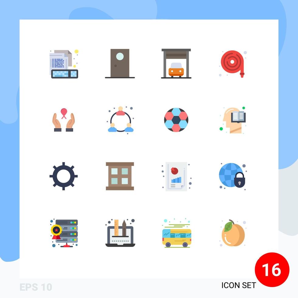 pak van 16 modern vlak kleuren tekens en symbolen voor web afdrukken media zo net zo zorg water interieur slang vervoer bewerkbare pak van creatief vector ontwerp elementen