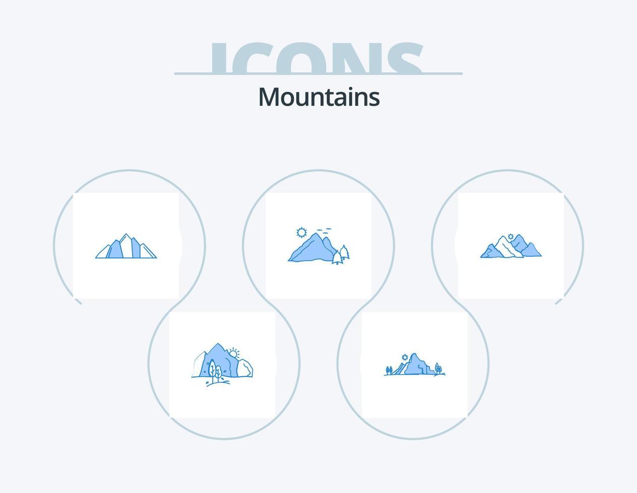 bergen blauw icoon pak 5 icoon ontwerp. heuvel. berg. natuur. tafereel. natuur vector