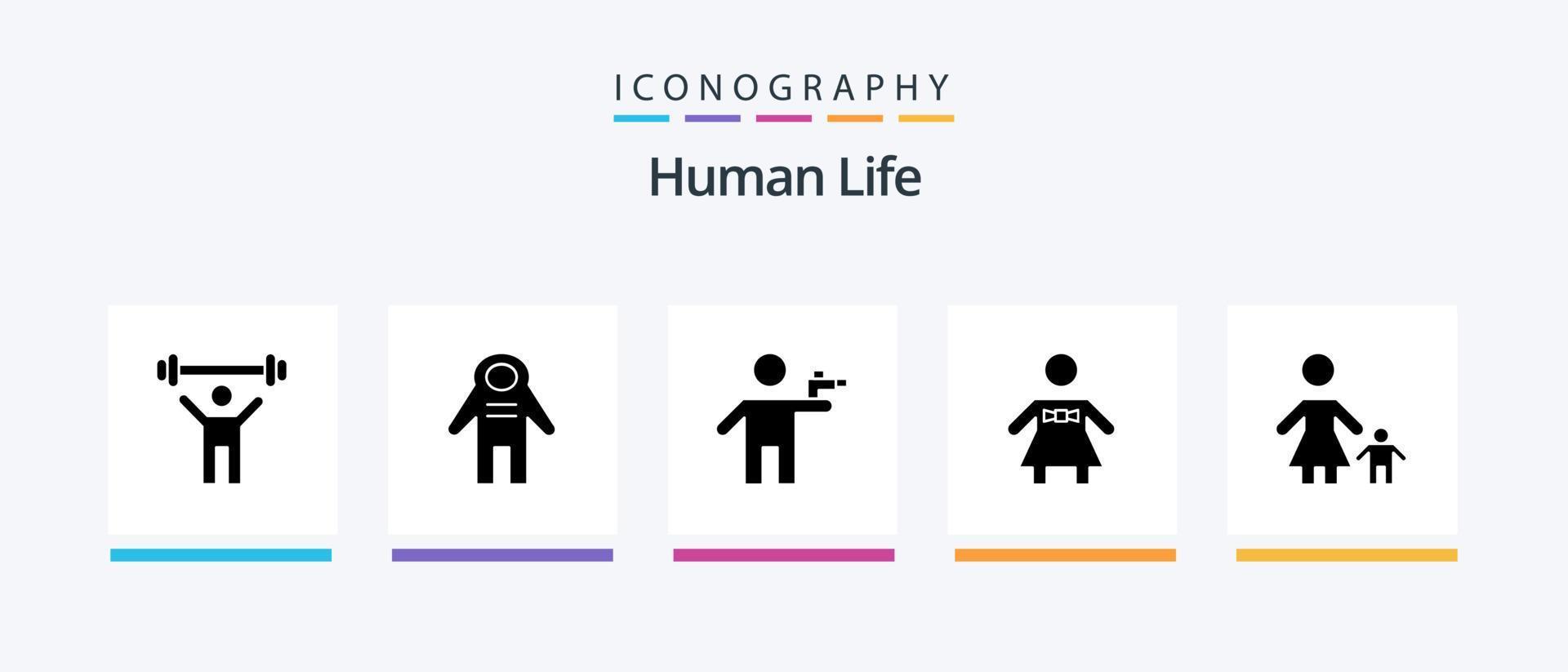 menselijk glyph 5 icoon pak inclusief familie. vrouw. pistool. mensen. moordenaar. creatief pictogrammen ontwerp vector