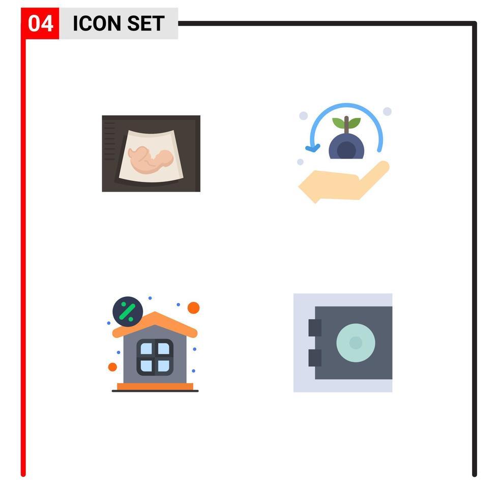 4 vlak icoon concept voor websites mobiel en apps moederschap korting baby veiligheid geld bewerkbare vector ontwerp elementen