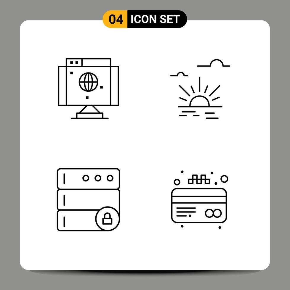 voorraad vector icoon pak van 4 lijn tekens en symbolen voor computer slot technologie licht Geldautomaat bewerkbare vector ontwerp elementen