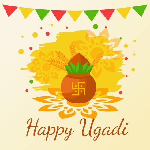 Vrolijke ugadi. Hindoe Nieuwjaar Vector