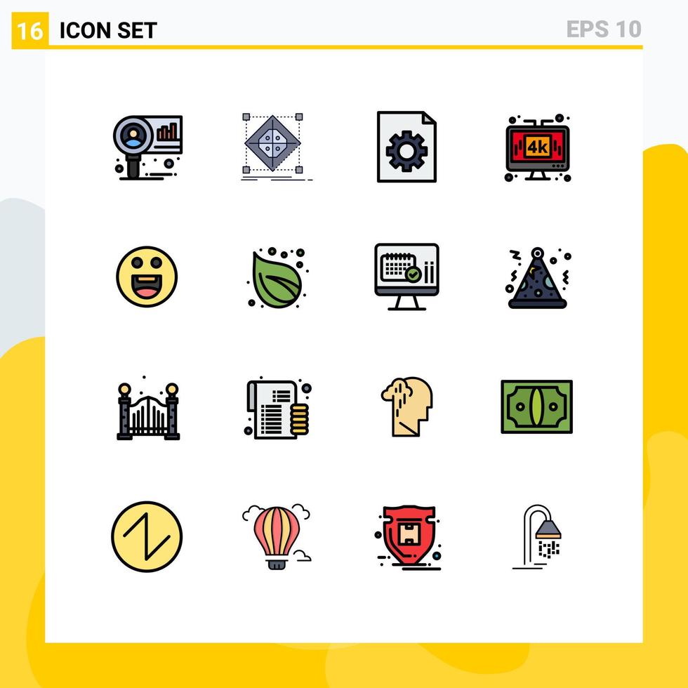 16 creatief pictogrammen modern tekens en symbolen van emoji's technologie voorbereiding media computer bewerkbare creatief vector ontwerp elementen