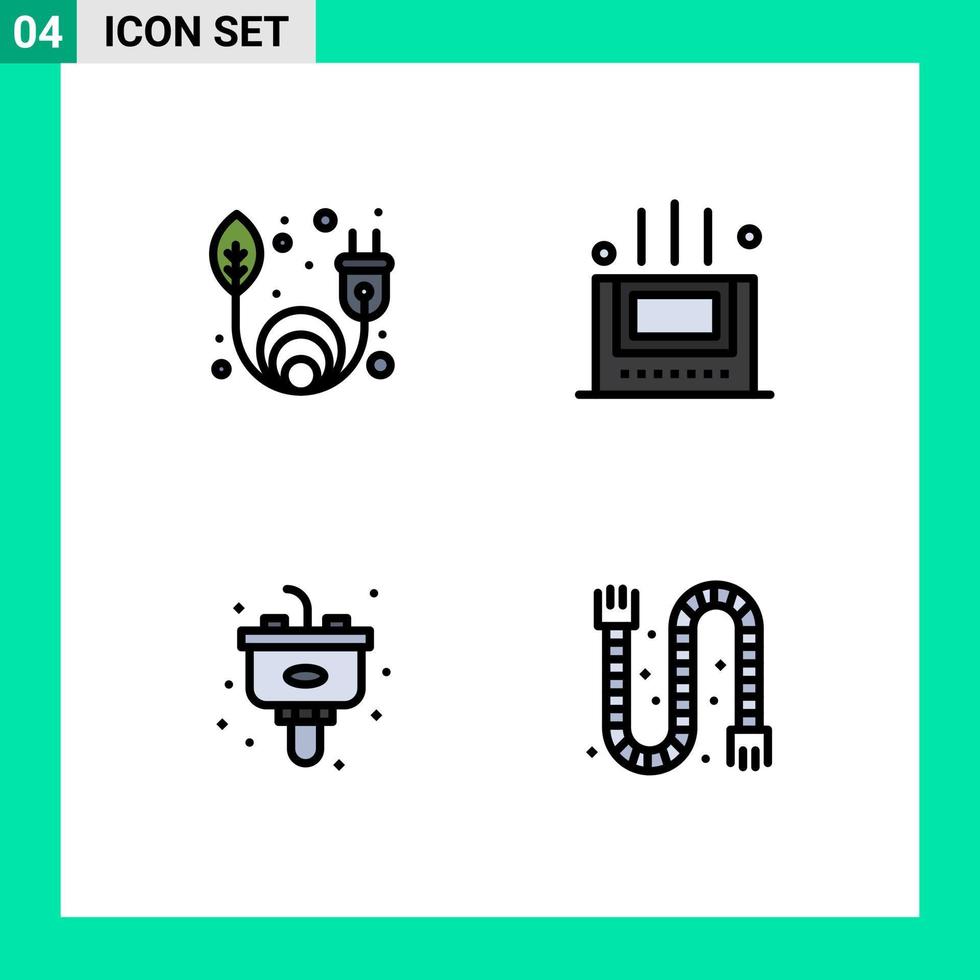 4 universeel gevulde lijn vlak kleur tekens symbolen van schoon energie wastafel bad verwijdering afvoer bewerkbare vector ontwerp elementen