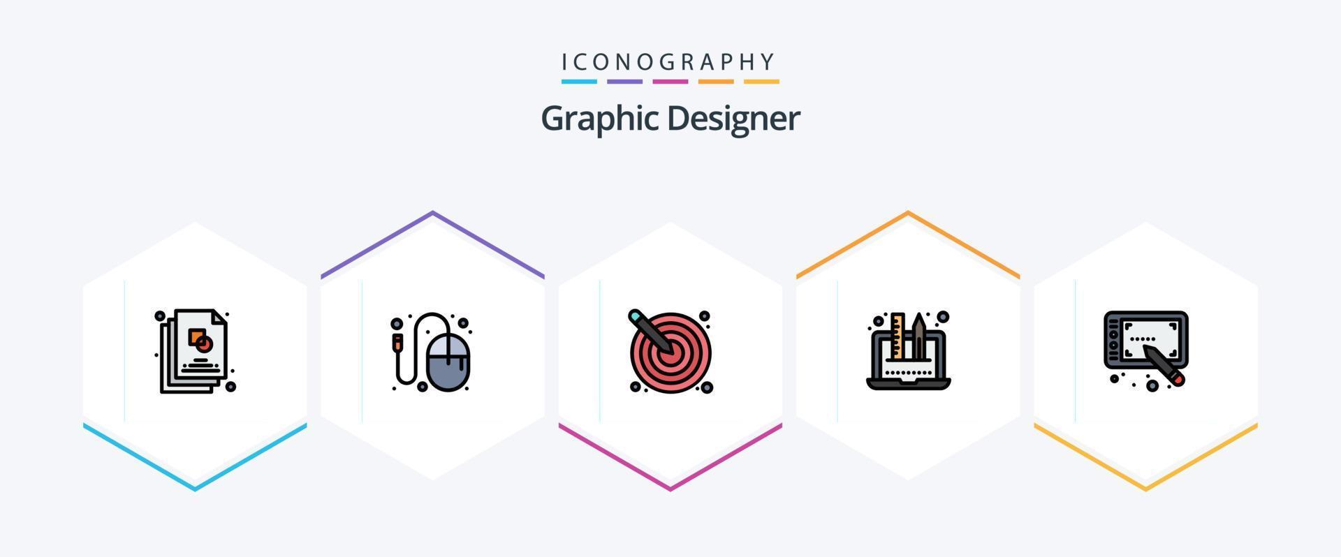grafisch ontwerper 25 gevulde lijn icoon pak inclusief grafisch. ontwerp. muis. creativiteit. creativiteit vector