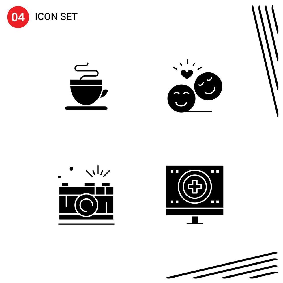 groep van solide glyphs tekens en symbolen voor koffie fotografie paar emoji afbeelding bewerkbare vector ontwerp elementen
